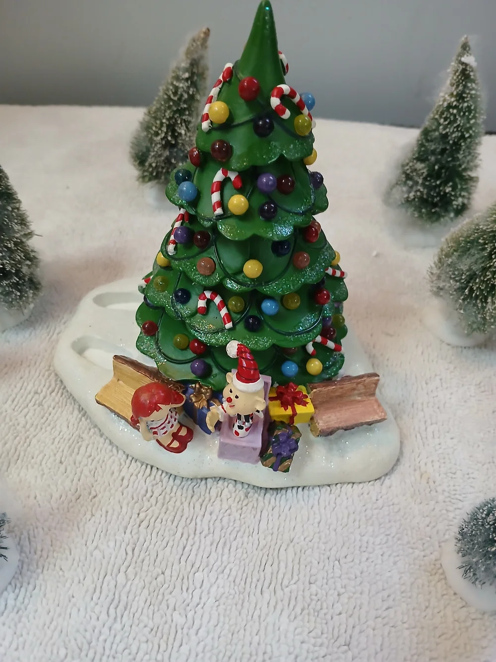 Holiday Tree and Yeti Figurine Tabletop Decoration - Green